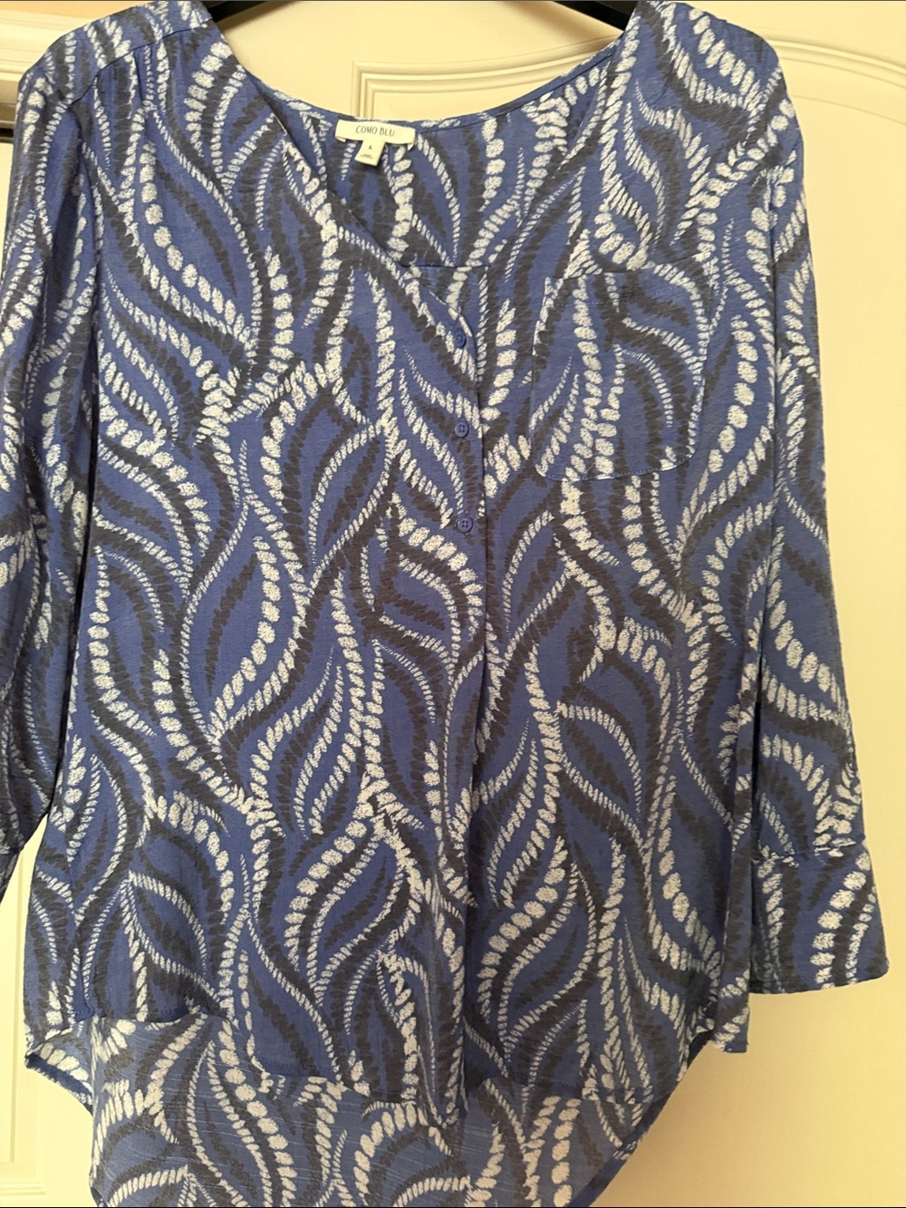 Como Blu Blue Patterned Long-Sleeve Tunic